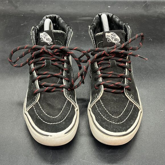 Vans off the wall high tops checkered sneakers kids size 1 black gray casual - Picture 3 of 7